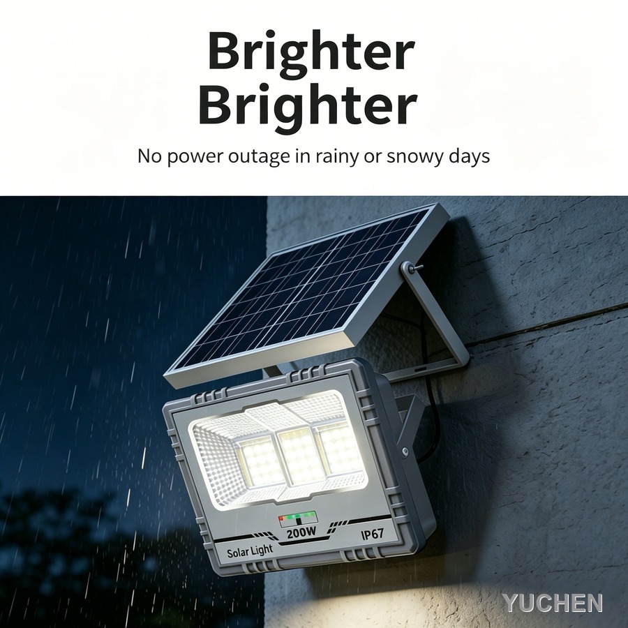 Solar flood light lighting at night
